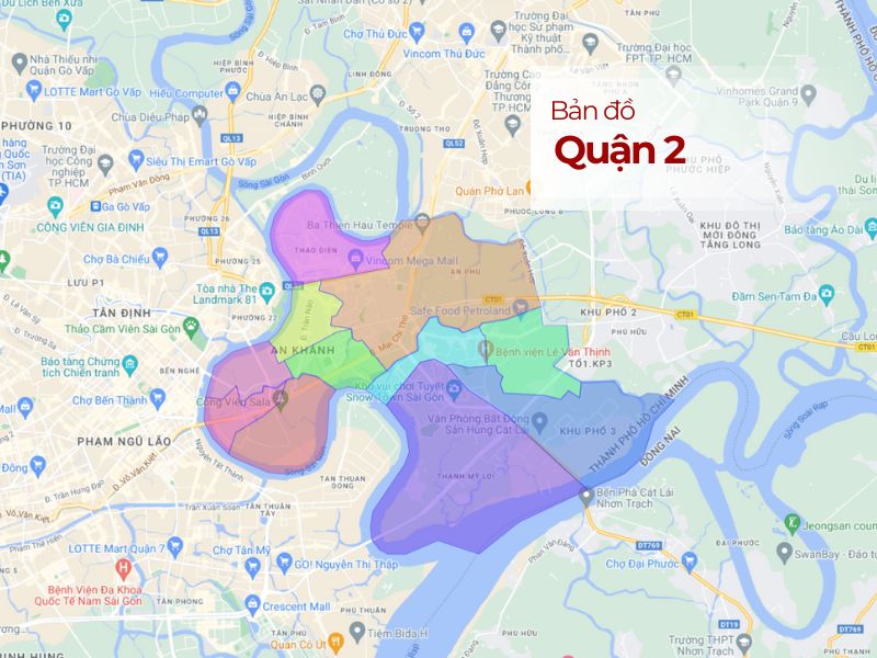 Bản đồ Quận 2 TP.HCM: Phân chia hành chính chi tiết năm 2024
