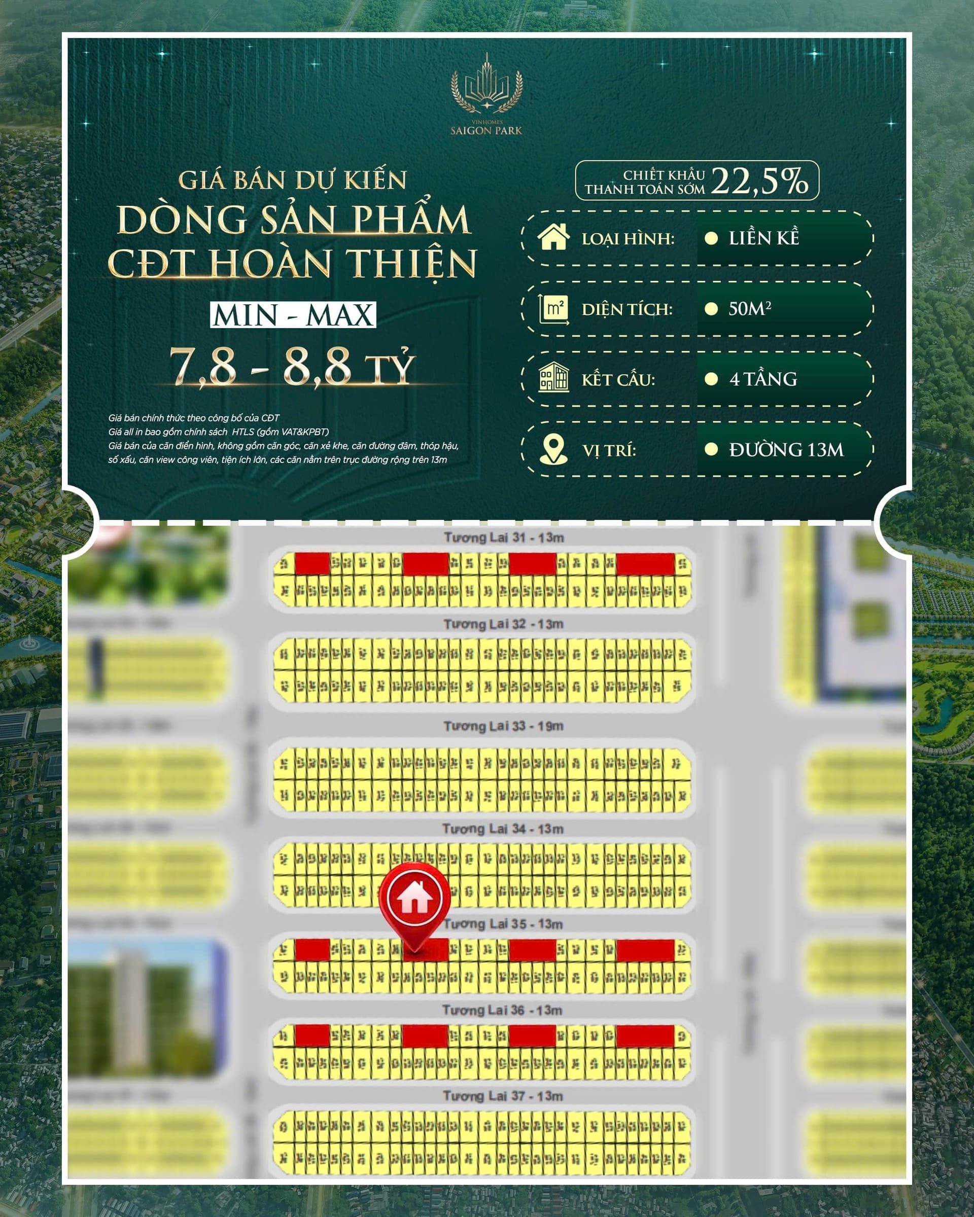 Bảng giá căn hộ hoàn thiện từ chủ đầu tư Vinhomes Saigon Park Hóc Môn