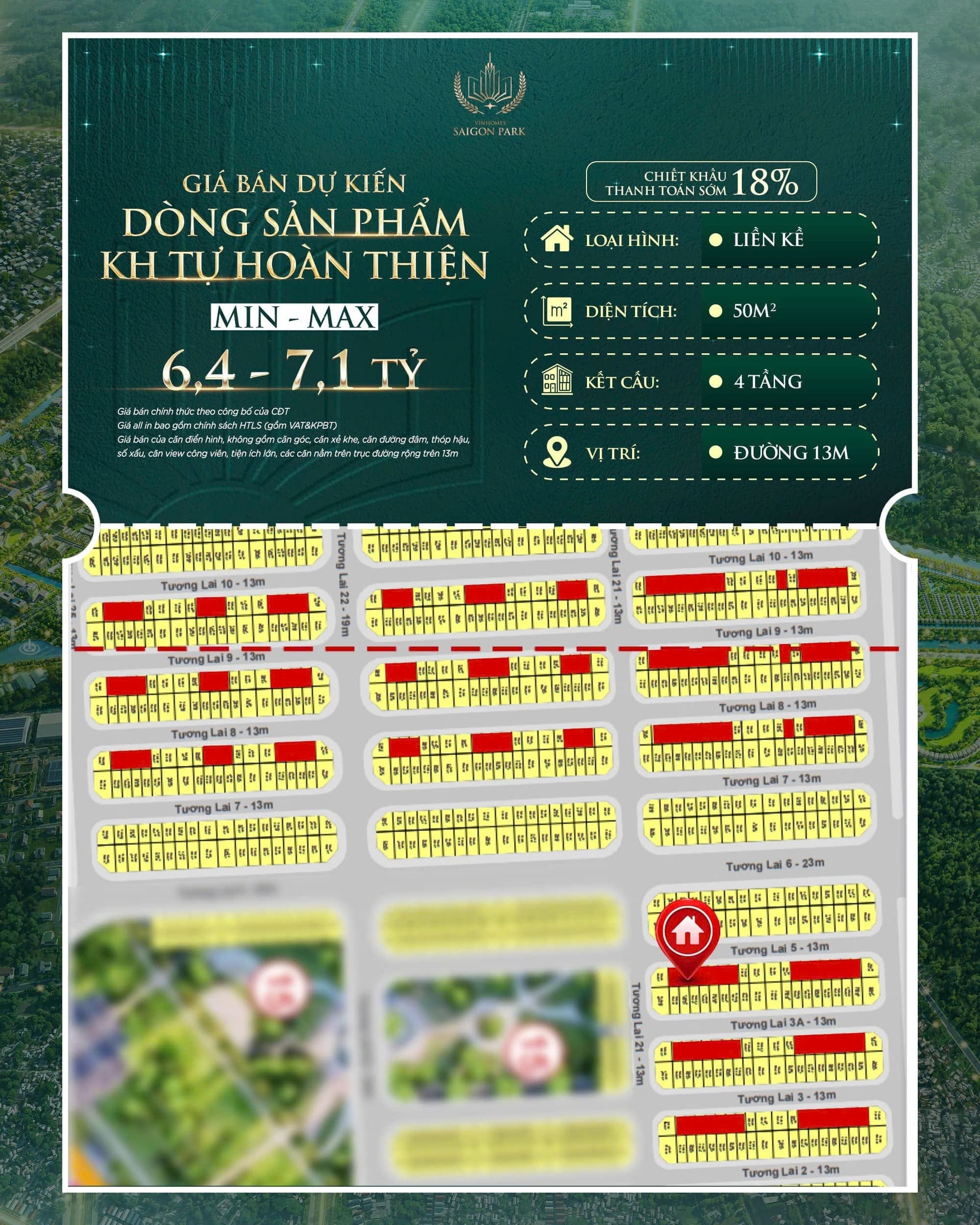 Giá bán nhà tự hoàn thiện tại Vinhomes Saigon Park Hóc Môn