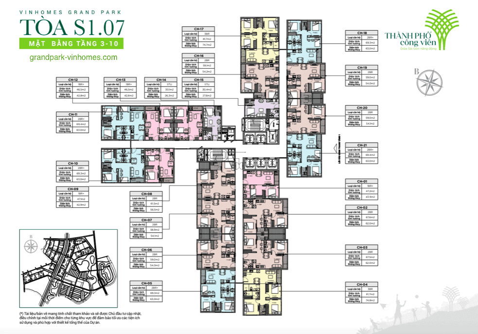 Căn hộ S1.07 Vinhomes Grand Park: Bố cục, diện tích chi tiết