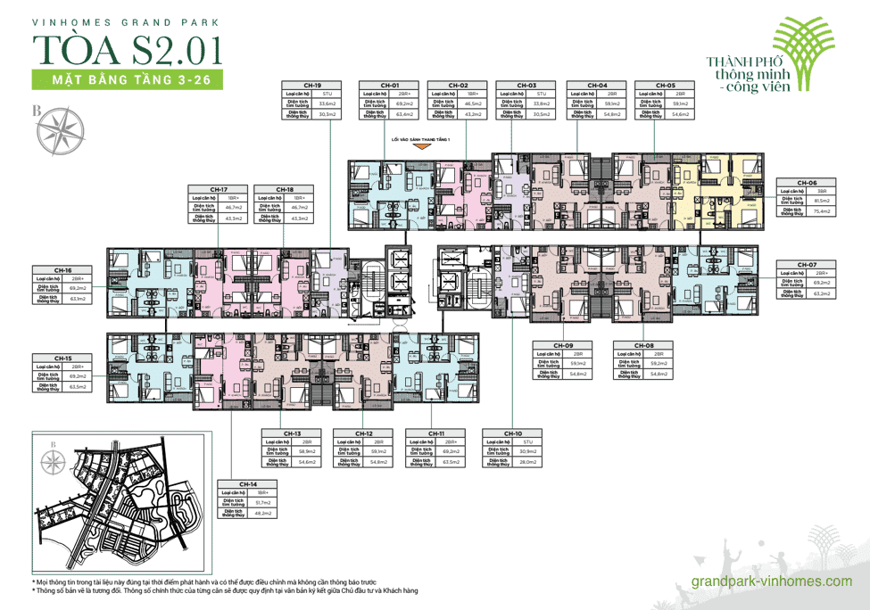 Căn hộ S2.01 Vinhomes Grand Park: Bố cục, diện tích chi tiết