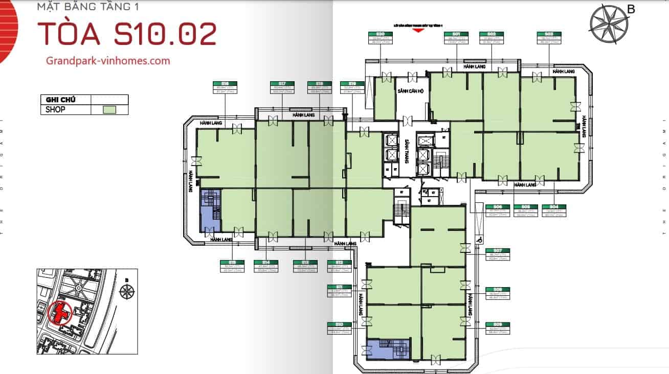 Mặt bằng căn hộ S1002 Origami Vinhomes Grand Park: Xem chi tiết bố cục