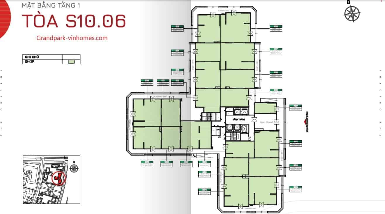 Mặt bằng căn hộ S1006 Origami Vinhomes Grand Park: Xem chi tiết bố cục