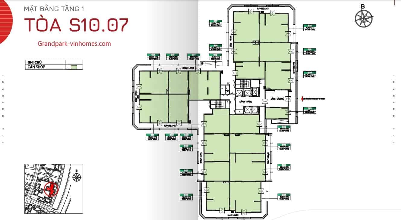 Mặt bằng căn hộ S1007 Origami Vinhomes Grand Park: Xem chi tiết bố cục