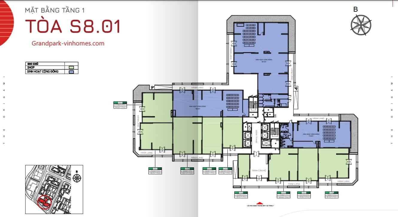 Mặt bằng căn hộ S801 The Origami Vinhomes Grand Park: Xem chi tiết bố cục