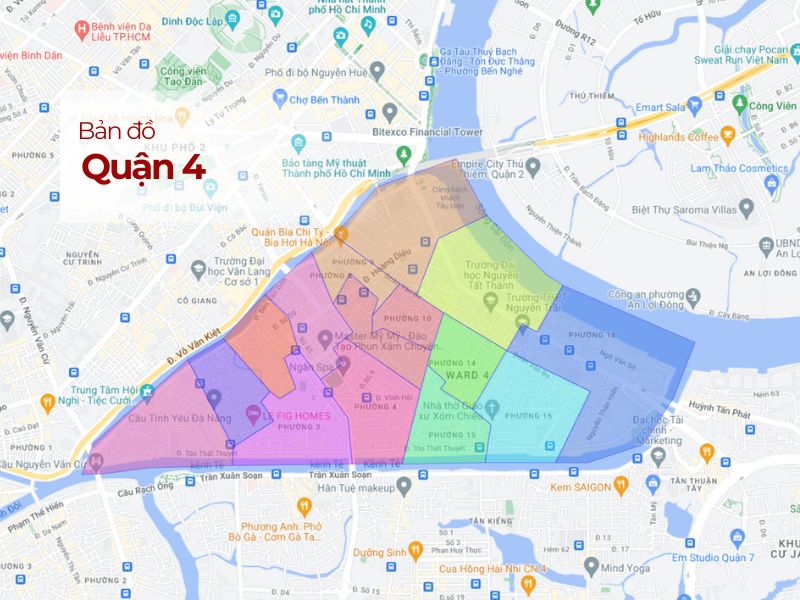 Tìm hiểu Quận 4 khó quá? Bản đồ hành chính này có thể giúp!